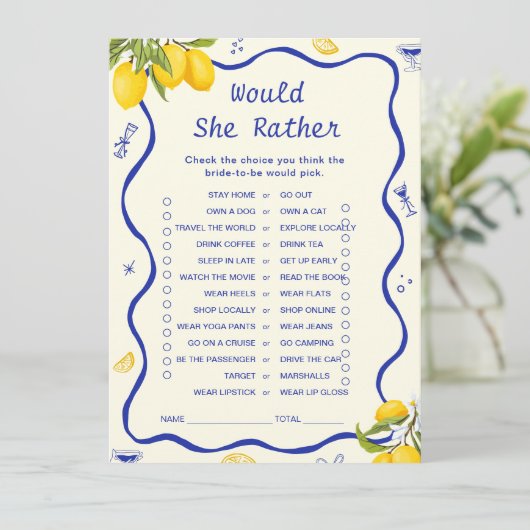 Main Squeeze Vrijgezellenfeest Zou ze liever spel Kaart (Staand voorkant)