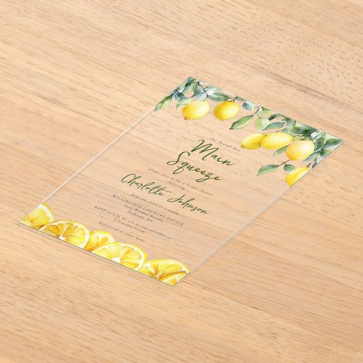 Main Squeeze Waterverf Elegant Vrijgezellenfeest Acryl Uitnodigingen (Laagn)