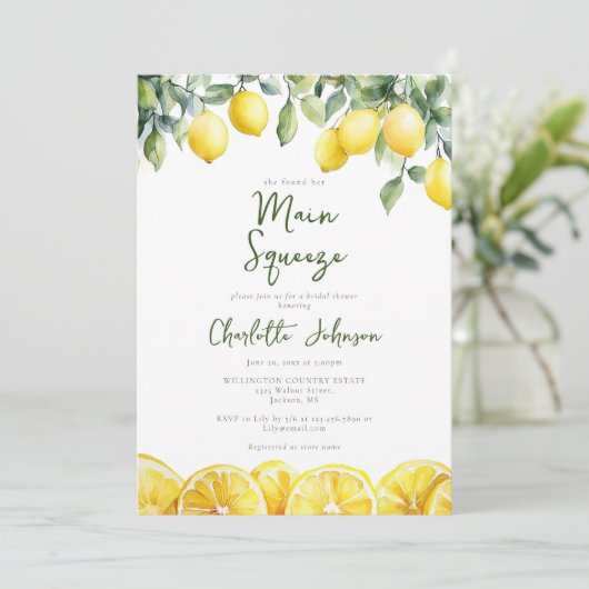 Main Squeeze Waterverf QR Code Vrijgezellenfeest Kaart (Staand voorkant)