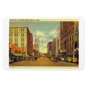 Main St., Akron,  Briefkaart Ohio Magneet