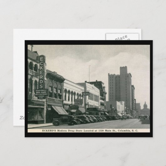 Main St., Columbia, SC Briefkaart (Voorkant / Achterkant)