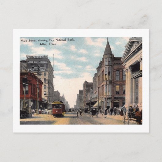 Main St., Dallas, Texas Vintage Briefkaart (Voorkant)