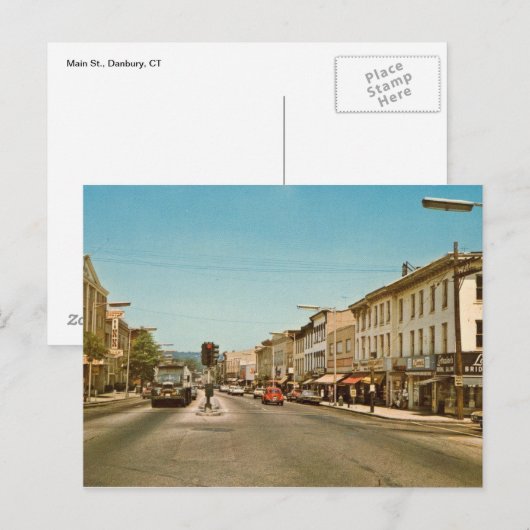 Main St., Danbury, CT-Vintage Briefkaart (Voorkant / Achterkant)