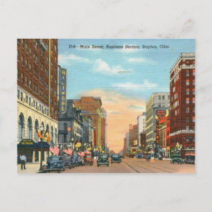 Main St., Dayton, Vintage van Ohio Briefkaart