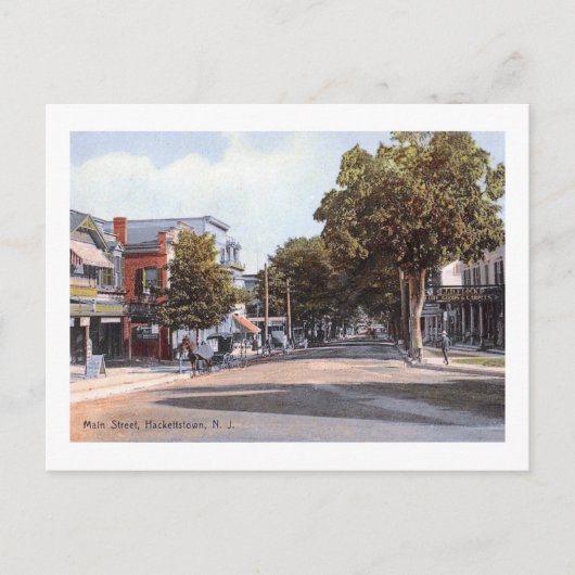 Main St., Hackettstown, NJ 1910 Vintage Briefkaart (Voorkant)