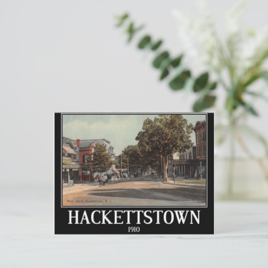 Main St. Hackettstown NJ Vintage Briefkaart (Staand voorkant)