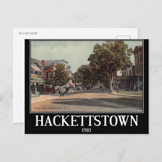 Main St. Hackettstown NJ Vintage Briefkaart (Voorkant / Achterkant)