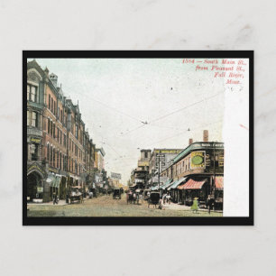 Main St., Herfst River, Massachusetts 1908 Briefkaart
