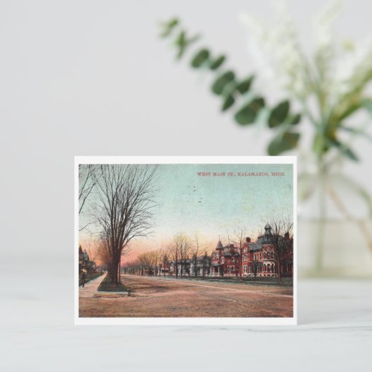 Main St., Kalamazoo, Michigan 1908  Postcar Briefkaart (Staand voorkant)