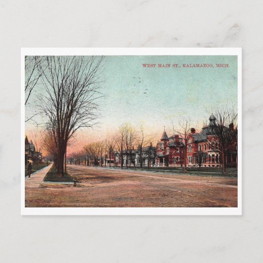 Main St., Kalamazoo, Michigan 1908 Postcar Briefkaart (Voorkant)