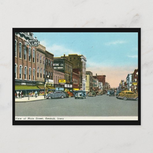 Main St., Keokuk, Vintage van Iowa Briefkaart (Voorkant)