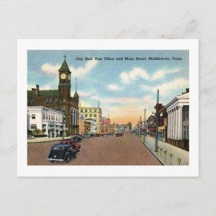 Main St., Middletown, Connecticut Vintage Briefkaart