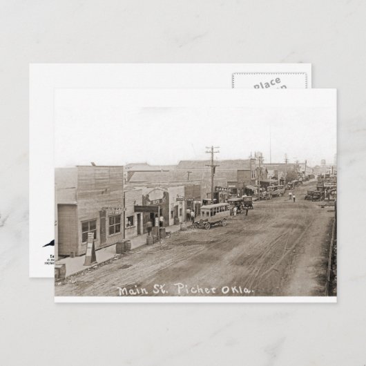 Main St. Picher Oklahoma circa 1920 Briefkaart (Voorkant / Achterkant)
