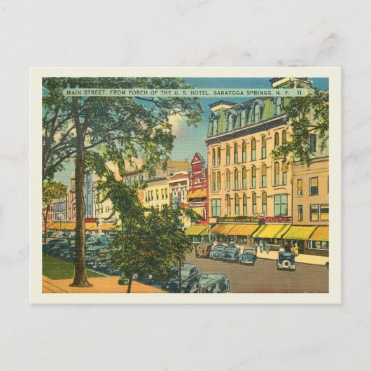 Main St. Saratoga Springs NY Briefkaart (Voorkant)