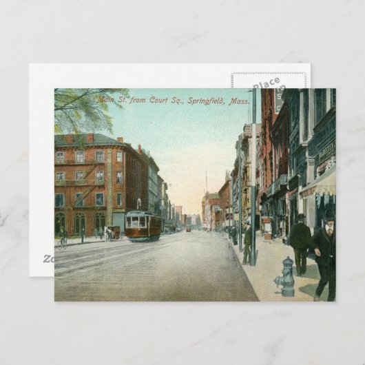 Main St., Springfield, MA  Briefkaart (Voorkant / Achterkant)