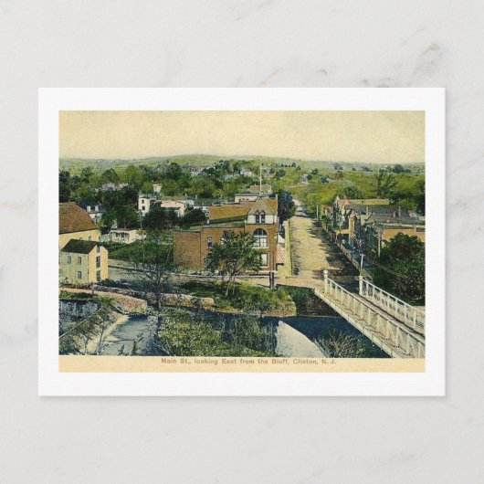 Main St. van Bluff, Clinton, NJ Vintage Briefkaart (Voorkant)