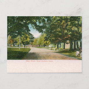 Main St., W. Hartford CT Vintage Briefkaart