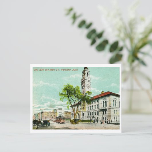 Main St., Worcester, MA  Briefkaart (Staand voorkant)