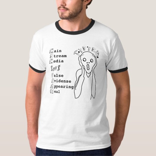Main Stream Media verkoopt angst zwarte tekst T-shirt (Voorkant)