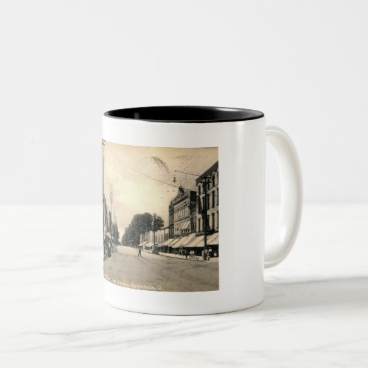 Main Street, Ashtabula, Ohio 1909  Tweekleurige Koffiemok (Voorkant rechts)