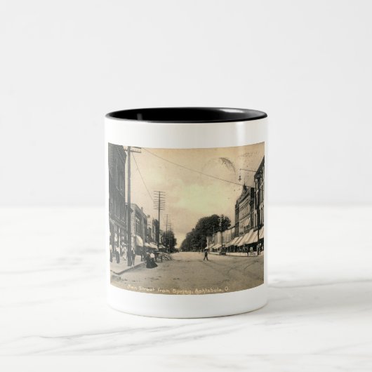 Main Street, Ashtabula, Ohio 1909  Tweekleurige Koffiemok (Center)
