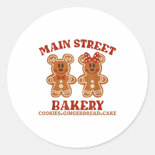 Main Street Bakery Cookies Gingerbread Cake Christ Ronde Sticker (Voorkant)