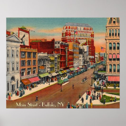 Main Street - Buffalo, NY Vintage Poster (Voorkant)