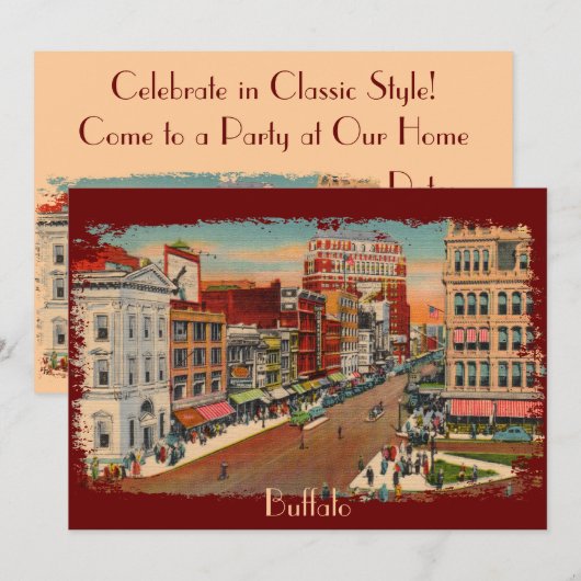 Main Street Buffalo Party Uitnodigingen (Voorkant / Achterkant)