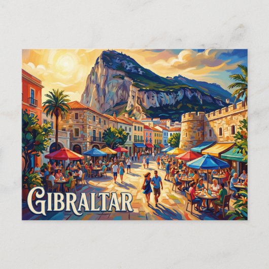 Main Street & Casemates Square, Gibraltar Briefkaart (Voorkant)
