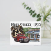 Main Street Hot Rod Briefkaart (Staand voorkant)