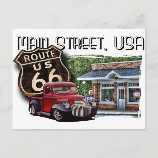 Main Street Hot Rod Briefkaart (Voorkant)