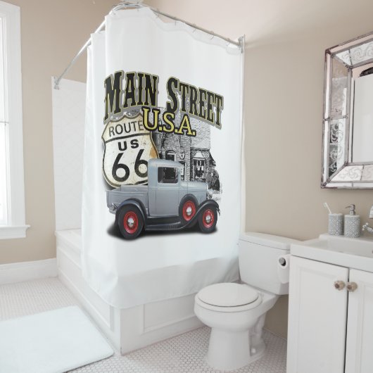 Main Street Hot Rod Douchegordijn (In situ)