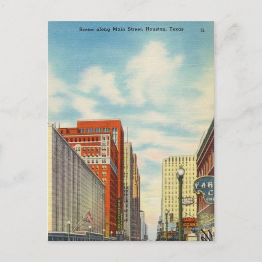 Main Street, Houston, Texas Briefkaart (Voorkant)