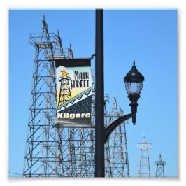 Main Street, Kilgore, Texas, Oil Derricks Foto Afdruk