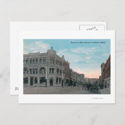 Main Street Scene met Horse Carriages en Briefkaart (Voorkant / Achterkant)