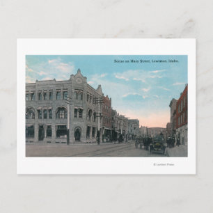 Main Street Scene met Horse Carriages en Briefkaart