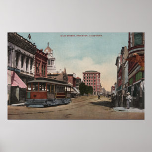 Main Street Uitzicht met Street Car Poster