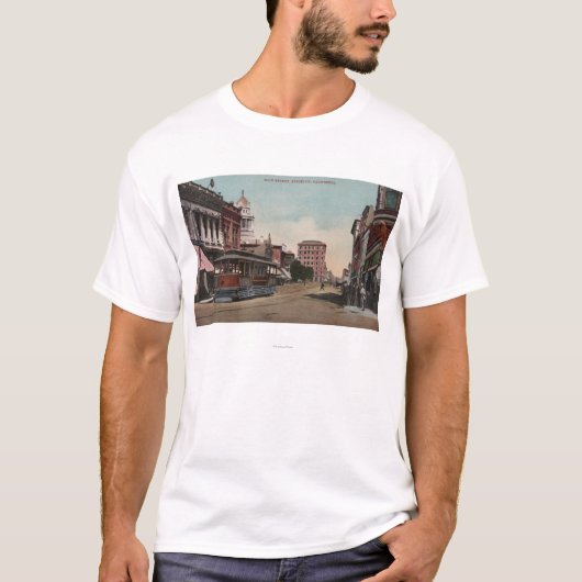 Main Street Uitzicht met Street Car T-shirt (Voorkant)