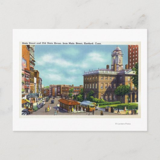 Main Street Uitzicht of State Street & Old State Briefkaart (Voorkant)