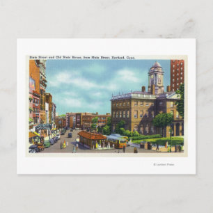 Main Street Uitzicht of State Street & Old State Briefkaart