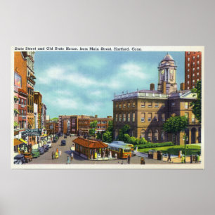 Main Street Uitzicht of State Street & Old State Poster