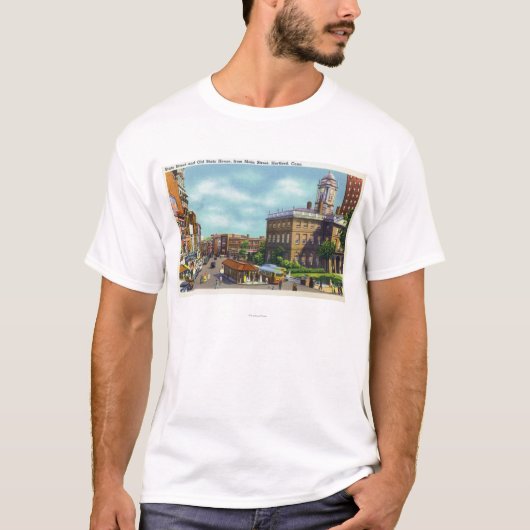 Main Street Uitzicht of State Street & Old State T-shirt (Voorkant)