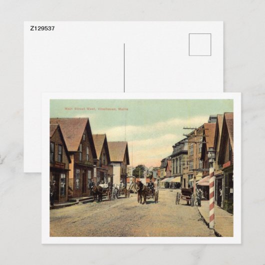 Main Street, Vinalhaven, Maine Style Briefkaart (Voorkant / Achterkant)