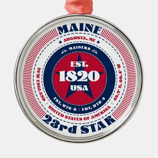 Maine 23e staat kerstversiering metalen ornament (Voorkant)