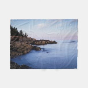 Maine, Acadia National Park, Maan ondergaand Fleece Deken