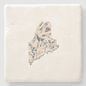 Maine Afbeelding Map Retro Mainer State Chart Stenen Onderzetter (Voorkant)