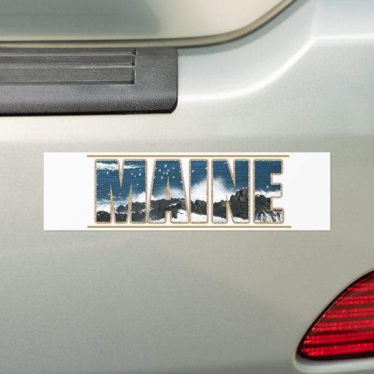 Maine Afbeelding Text - Waves Crashing Bumpersticker (Op auto)