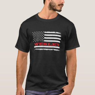 Maine American Flag Wesley USA Patriotic Souvenir T-shirt