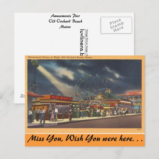 Maine, Amusements, Old Orchard Beach, Night uitzic Briefkaart (Voorkant / Achterkant)