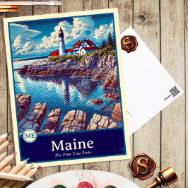 Maine | Anime Stijl Cel Gearceerde Ansichtkaart Briefkaart